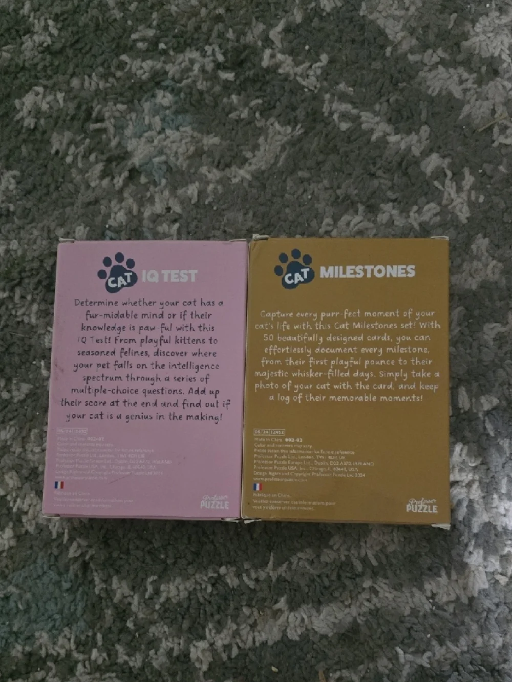 Milestones & IQ Test Cat Card Games - Pink & Gold